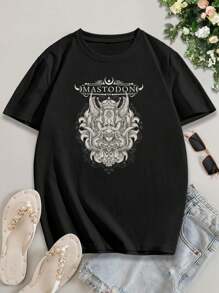 Lovers' Mastodon T-Shirts Blood Mountain Leviathan Brent Hinds - Metalhead Mountain Design For Ladies - Black - View 2