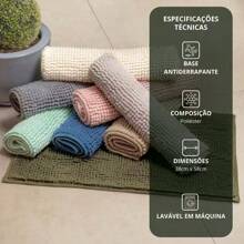 Kit 4 Bathroom Rugs 40x60 Non-Slip Microfiber Polka Dots Luxury Pasta Various Colors - Xanh đậm - Xem 9