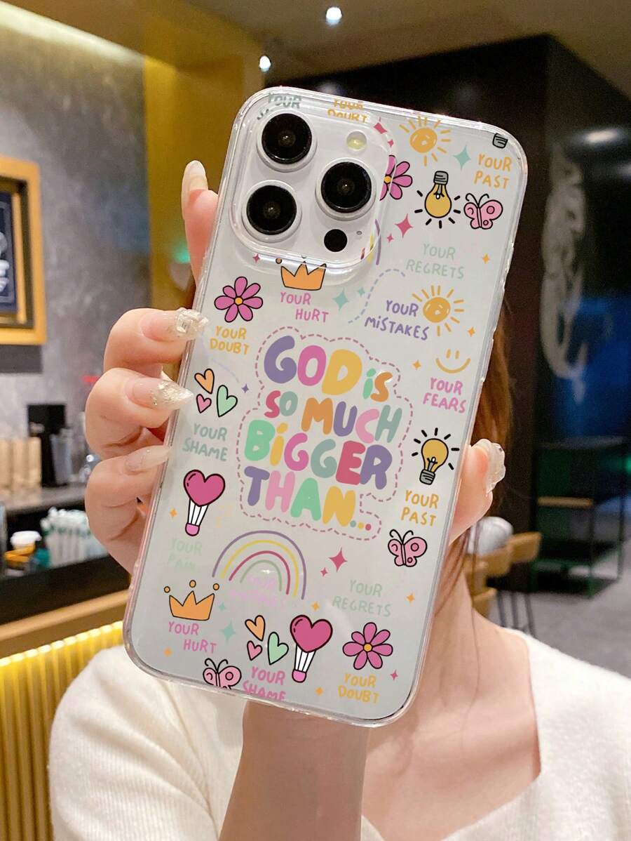 Colorful Artistic Phone Cases With Floral, Butterfly, Sun, Crown, Light Bulb, Heart, Rainbow And Other Patterns. Phone Cases With God-Related Slogans And Christian Graphic Transparent Designs, Compatible With IPhone & Galaxy