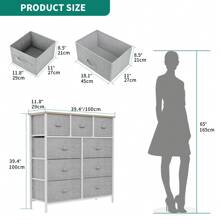 Wide Chest Of Drawers With 9 Drawers, Fabric Dressers With Easy Pull Handle,Sturdy Steel Frame,Storage Drawers For Bedroom, Kids Room, Closet, Clothes - Grey - View 4