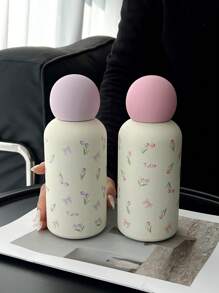 1 件 350 毫升不锈钢真空隔热杯，蝴蝶郁金香图案，适用于户外、办公室、居家、学校、汽车、生日、节日、母亲节、父亲节、返校节、情人节返校节 - 彩色 - 查看 1