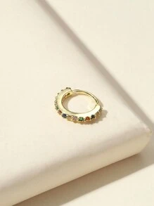 Nhẫn mũi giả Cubic Zirconia hình tròn bằng đồng mềm mại cho tai, môi, mũi, trang sức cơ thể - Phong cách 13 - Xem 2