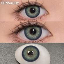 FUNSACHY Series Blue Contact Lenses, 14.5mm Natural Soft Disposable Contact Lenses, Suitable For Halloween Cosplay - Green - View 6