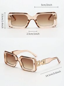 Retro Rectangular Plastic Fashionable Sunglasses, Classic Design For Outdoor Travel Beach Holiday Casual Wear, UV Protection Driving Glasses Fashionable Shade Elegant Outfit Family Outings Travel Vacation Holiday For Summer Beach Vacation,Outdoor,Travel - 香檳色 - 查看 5