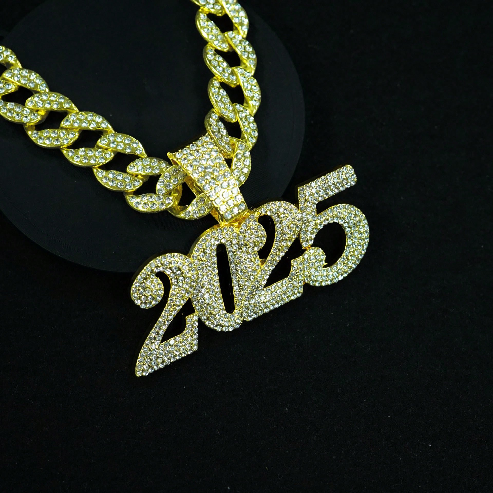 Colgante De Cadena Cubana Estilo 'Eufanasia' Con 2Pac - Chapado En Oro, Con Strass, 36 Unidades