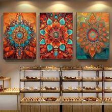 Set de 3 lienzos de arte floral bohemio - Impresiones botánicas abstractas, perfectas para la decoración del dormitorio, sala de estar y oficina en el hogar