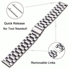 VA VA VOOM 1pc Galaxy Watch Band, 20mm/22mm Stainless Steel Quick Release Strap, Compatible With Huawei Watch, Watch, Honor Watch, Galaxy Watch Gear Active2/S2, Gear S3, GT 2, Watch GT2 (42mm/46mm), Adjustable Replacement Band, Also Suitable For Samsung, - Black - View 5