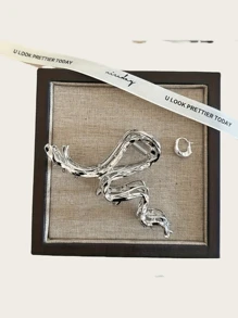 1 pieza Pinza de pelo metálica de alta calidad, tamaño grande, para mujeres (Sin accesorios incluidos) - Plateado - Ver 9