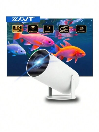ZZPQVT جهاز عرض صغير ذكي جديد Zzpqvt ، يدعم جهاز عرض محمول 1080P ، جهاز عرض ذكي WiFi 2.4/5G ، شاشة 50"-100" ، جهاز عرض فيديو منزلي ، انعكاس 180 درجة ، يجعل العرض الخارجي أسهل ، متوافق مع عصا التلفزيون/Windows/iOS/Android/HD/USB (التسليم العشوائي)