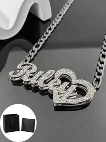 1pc Personalized Children Boys And Girls Simple DIY Name, Name Necklace, Double Plated Name Necklace, Custom 3D Name Plate Necklace, Gold Nameplate Necklace, Heart Hollow Necklace, Customized For Delicate Gift For Kids, Baby Shower, Back To School Winter Gift Ideas Boy Girl Valentine's DA, Multi-Functional, Ornamental, Letter, Engraved, Tidy, Colorful, Cute, Kawaii, Adorable, Casual, Custom, Personalized, Unique, Customized, Baby Gifts, Ideal Gifts For Him, Ideal Gifts For Her, Son, Daughter, For Children's Day