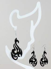 1 Pair Flame Shaped Earrings, Women's Party Accessories Black Fashion Flame Earring Pendants