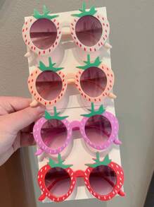 2/4件装儿童可爱草莓时尚眼镜，仅供卡片展示，不含运费 - 彩色 - 查看 5