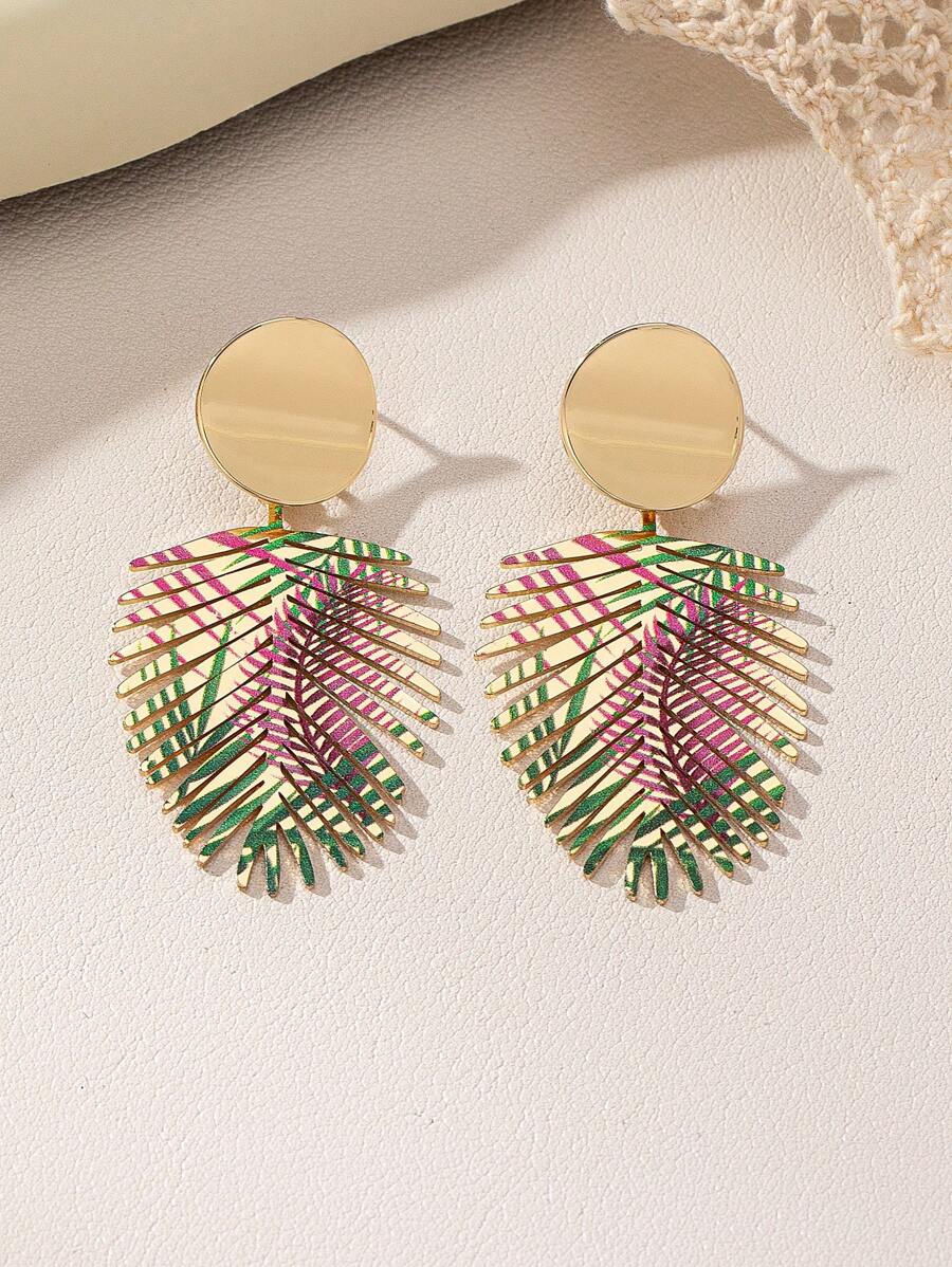 1 Pair Stylish 2025 New Vintage Minimalist Delicate Leaf Design Earrings, Unique Personality Small Accessories, Versatile Gift For Women Daily Wear