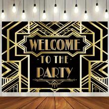 1 件迷人的 20 世纪 20 年代派对背景，充满活力的复古摄影背景，适合婚礼、生日、淋浴、涤纶面料、防褪色、可重复使用 - 1PCS - 查看 1