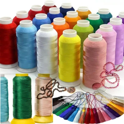 1 卷约 600m/400m/250m/200m 柔软涤纶线、珠宝线、缝纫线、高强度线、锥线、珍珠线、210d-840d 3 股绳，用于手工编织手链、编织绳