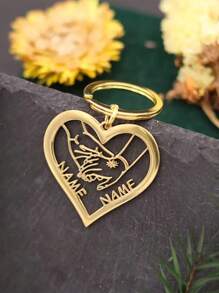 定制名字 Sweet Palm 钥匙扣，男女不锈钢金属钥匙扣，汽车吊坠钥匙扣，圣诞节和情人节礼物 - 彩色 - 查看 2