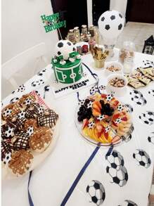 24pcs/48pcs/72pcs Football Cupcake Toppers, Black White Football Cupcake Toothpick Topper, Vibrant Sport Theme Decor, For Birthday Cakes Sports Theme Parties Supplies
