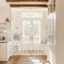 79 Inch Macrame Curtain Wall Hanging Tapestry With Beads Hand Woven Room Doorway Divider Bohemia Room Hanging Decoration Wedding Gift For Bedroom Living Room Bedroom Privacy Decor - Beige with Rainbow Beads - 查看 7