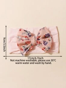 3 件套 Ditsy 花卉蝴蝶尼龙柔软弹性婴儿头带，春季 - 彩色 - 查看 2
