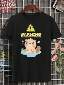 Queen Beaver T-Shirt Warning! May Cause Wet Beavers - Cute Kawaii Yellow Cartoon Baby Animal Tee For Ladies