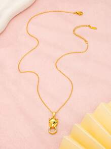 1 套/3 件金色奢华豹头锆石耳环女式动物项链耳环套装哥特式朋克珠宝女士女孩