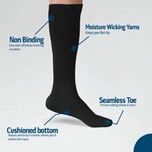Diamond Star 6 Pairs Diabetic Socks Over The Calf - Knee High Premium Cotton Socks Men's Size 10-13 Big & Tall Size 13-16
