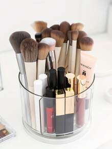 1 件旋转化妆刷口红架，轻巧奢华女孩眉毛眼线透明梳妆台收纳盒化妆品收纳盒返校