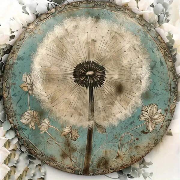 1pc Vintage Dandelion Art Iron Printed Sign - Rustic Metal Wall Decor, 8x8 Inch, 2D Printing, Durable Iron Wall Art Decoration Suitable For Retro Decor Wall Art, Wall Decor, Room Decor, Home Decor, Restaurant Decor, Bar Decor, Cafe Decor, Garage Decor, Garden Decor, Indoor & Outdoor Decor, Great For Birthday, Anniversary, Valentine's Day, Christmas, Thanksgiving, Mother's Day And Father's Day. Classic, Decorative, Random Hole Placement