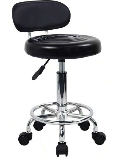 KKTONER Taburete Giratorio Moderno de Piel sintética con Respaldo bajo Sillas giratorias de Oficina con reposapiés Ajustable en Altura para tareas domésticas de Dibujo Blanco