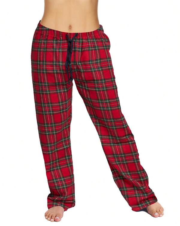 Cotton-Blend Flannel Pajama Pants For Women, Flannel Plaid PJ Pants For Women For Sleep And Lounge