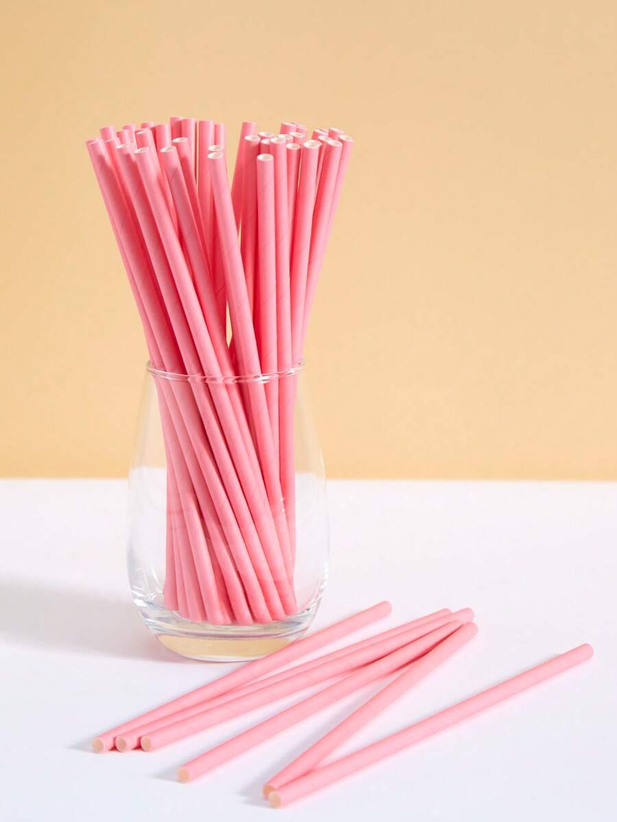 10/25/50/100pcs Disposable Paper Drinking Straws, Pale Pink Color, Candy-Themed Straws, Suitable For Cocktails, Birthdays, BBQs, Events And Celebrations
