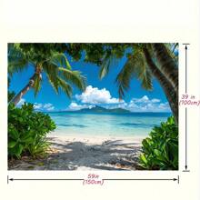 A Tropical Beach Photo Background - Versatile Photography Banner For Photography, Spring/Summer Decorations, Parties - Palm Trees, Blue Sky And Ocean Designs, No Electricity Required