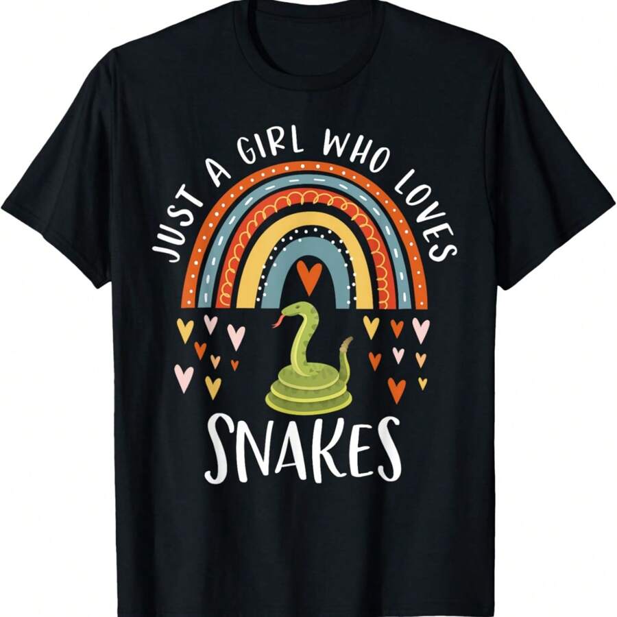 Just A Girl Who Loves Snakes Rainbow Gifts For Snake Lover T-Shirt - Black - View 1