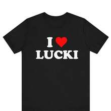 I Love Lucki, Funny T- Shirt, I Heart Lucki, Rapper Graphic , I Love Lucki I Heart Lucki , Red Heart T-Shirt - Black - View 1