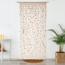 79 Inch Macrame Curtain Wall Hanging Tapestry With Beads Hand Woven Room Doorway Divider Bohemia Room Hanging Decoration Wedding Gift For Bedroom Living Room Bedroom Privacy Decor - Beige with Rainbow Beads - 查看 1