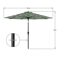 9' Monstera Palm Crank Lift And 3 Position Tilt Patio Umbrella