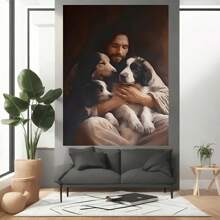1 Pc  Jesus Home DecorWooden Framed Canvas Painting -  Thickness 2.25cm/0.9inch,Home Gift Decoration, Room Decoration Aesthetic, Wall Decoration Art, Perfect Gift, Autumn And Winter Wall Decoration, Living Room Decoration, Bedroom Decoration, Kitchen Decoration, Entry Decoration, Bathroom Decoration, Direct Wall Painting, High Quality Wall Painting Poster