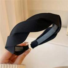 Diadema elástica Vintage a con estampado de celosía, diadema de esponja para mujer y niña, diadema de lado ancho, aro para el cabello, accesorios para cabello femenino - 5 caqui oscuro - Ver 3