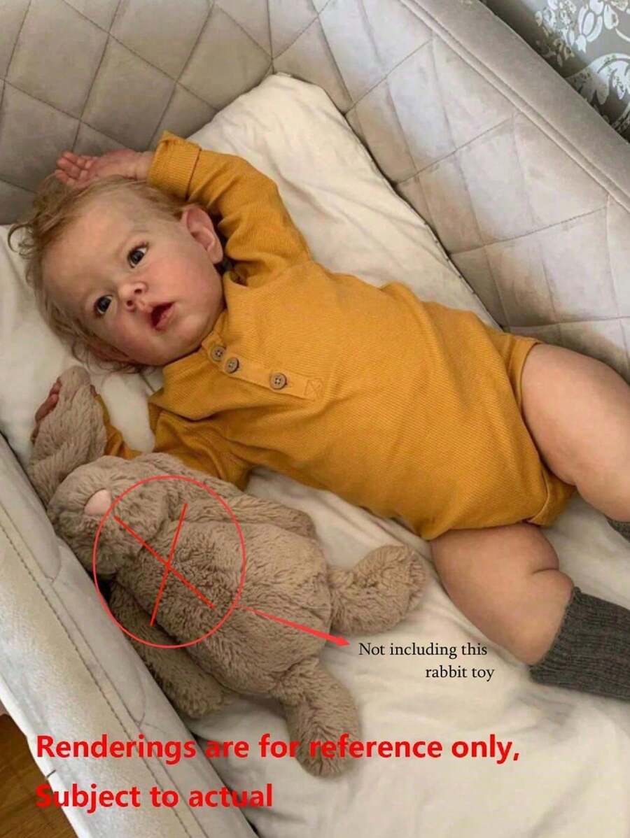 Realistic 70cm 28inch Reborn Liam Baby Doll With 3D-Painting Skin And Visible Veins Cute Play House (Soft Vinyl Limb, Cloth Body) Toy Handmade Birthday Gift For Girl (Some Parts Random) - Màu vàng - Xem 1
