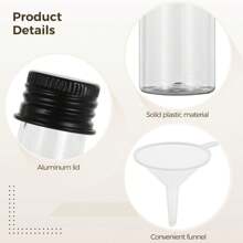 42/5pcs Mini Liquor Bottles,Plastic Empty Bottles,With Golden,Silvery,Black And Rose Screw Cap,And Square Hangtag, Have Funnel And Rope, Small Size Easy To Take Out Of The House Without Taking Up Space, For Weddings,Social Gatherings,Outdoor Camping,Restaurants, Cafes.