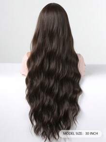 Tóc giả dài 30 inch kiểu gợn sóng thanh lịch với mái xéo hình số 8, màu nâu đậm, tóc giả sợi tổng hợp chịu nhiệt, phù hợp cho phụ nữ, lý tưởng cho các kỳ nghỉ, tiệc tùng và sử dụng hàng ngày. - Màu nâu tối - Xem 7