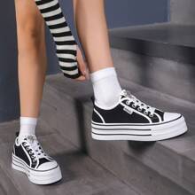 Damskie trampki z płótna, gruba podeszwa, uniwersalne modne, codzienne, sportowe buty