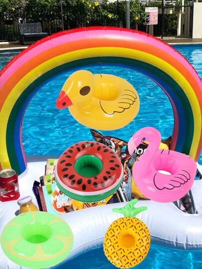 1 件全新创意充气饮料架菠萝/西瓜/橡皮鸭，充气饮料架，饮料浮筒充气杯架火烈鸟杯垫适用于泳池派对、泳池游戏、泳池玩具、水上游戏、沙滩游戏、返校/生日/复活节礼物、夏季水杯架、派对装饰（火烈鸟/鸭子/西瓜）