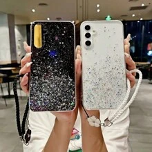 1 件 Galaxy Glitter Clover 挂绳手机壳适用于三星 Galaxy S8、Apple IPhone 16、Redmi Note 11 4G、OPPO A54、Infinix Smart 8/Infinix Hot 40i/Tecno Spark 20/Tecno Spark 20C/Tecno Spark Go 2024 - 白色 - 查看 2