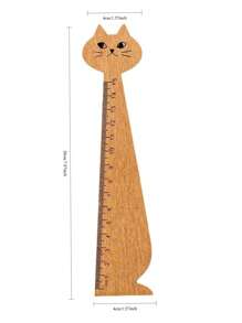 Sanrio 1pc Creatieve Cartoon Kat Liniaal Kat Teken Liniaal Leuke Houten Liniaal Retro Kantoorbenodigdheden Leermiddelen