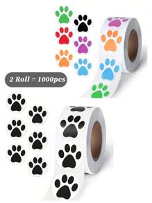 Finego 500张爪印贴纸，1英寸彩色狗狗贴纸，自粘爪印贴纸卷，小狗爪印标签，适用于礼物、邮件、信封封口、学生教室装饰，6种颜色 - 彩色 - 查看 16
