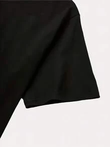 Camiseta inspirada en el Renacimiento de Harlem de los años 1920 - Arte abstracto vibrante del Mes de la Historia Negra, manga corta, cuello redondo, lavable a máquina - Ideal para celebraciones de primavera/verano/otoño - Negro - Ver 4