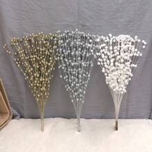 Christmas Berries Artificial Flowers Foam Golden Sliver Glitter Bouquet Home Christmas Wedding Decor Wreath Crafts Wholesale