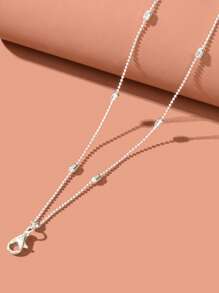 1 件双层银珠链沙滩脚链可调节脚饰女士度假配饰 - 銀色 - 查看 4