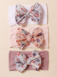 3 件套 Ditsy 花卉蝴蝶尼龙柔软弹性婴儿头带，春季 - 彩色 - 查看 10